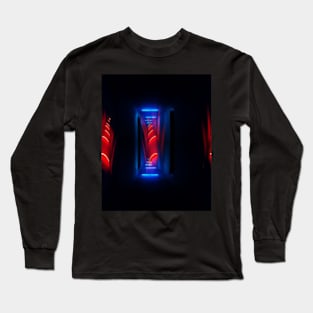 Digital collage and special processing. Sci-fi and mystic. Corridor. Red and blue lights. Long Sleeve T-Shirt